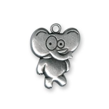 Lot de 10 pampilles elephant en metal plaque argent-30mm